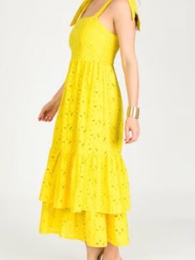 Flying Tomato | Palmer Floral Eyelet Double Ruffle Midi Dress